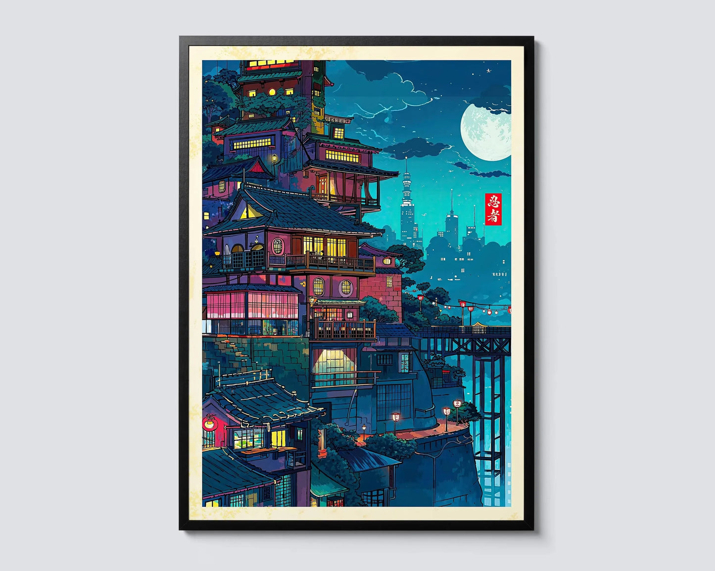 Japanese Tokyo Teahouse Cartoon Canvas Print