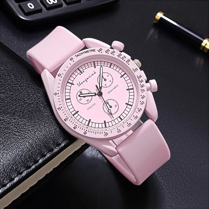 Imitation Three-Eyes Dial Silicone Band Quartz Sports Watch