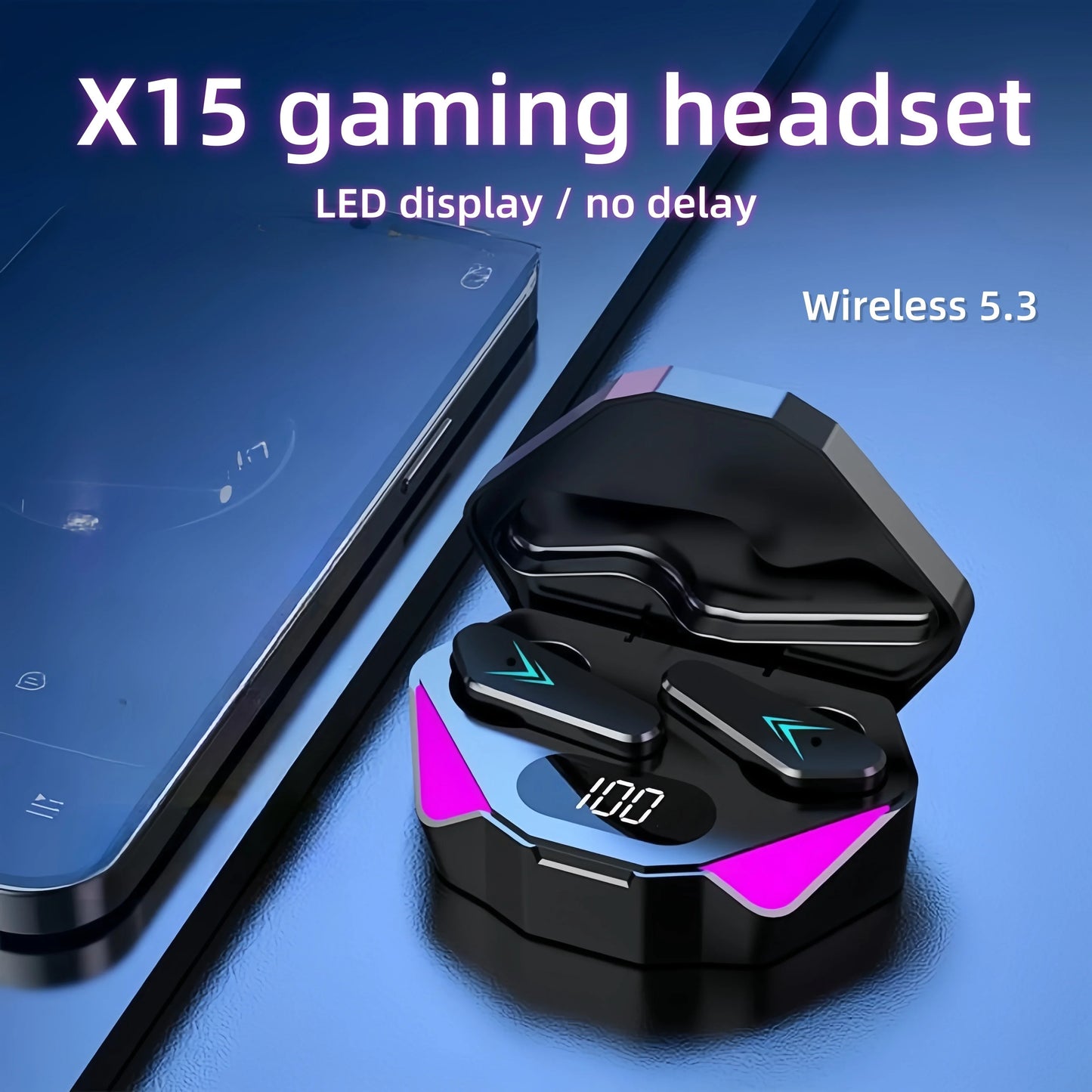 سماعة بلوتوث لاسلكية X15 TWS بشاشة عرض LED وسماعات رأس بخاصية إلغاء الضوضاء