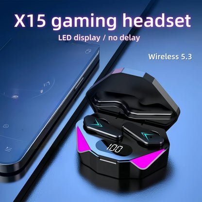 سماعة بلوتوث لاسلكية X15 TWS بشاشة عرض LED وسماعات رأس بخاصية إلغاء الضوضاء