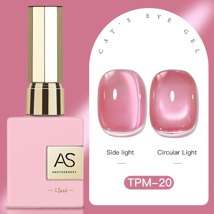 15ml Peachy Whimsy Pink Cat Eye Gel Nail Polish Glitter