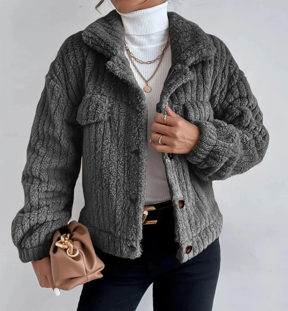 Rabbit plush coat lapel shirt plus plush plush coat