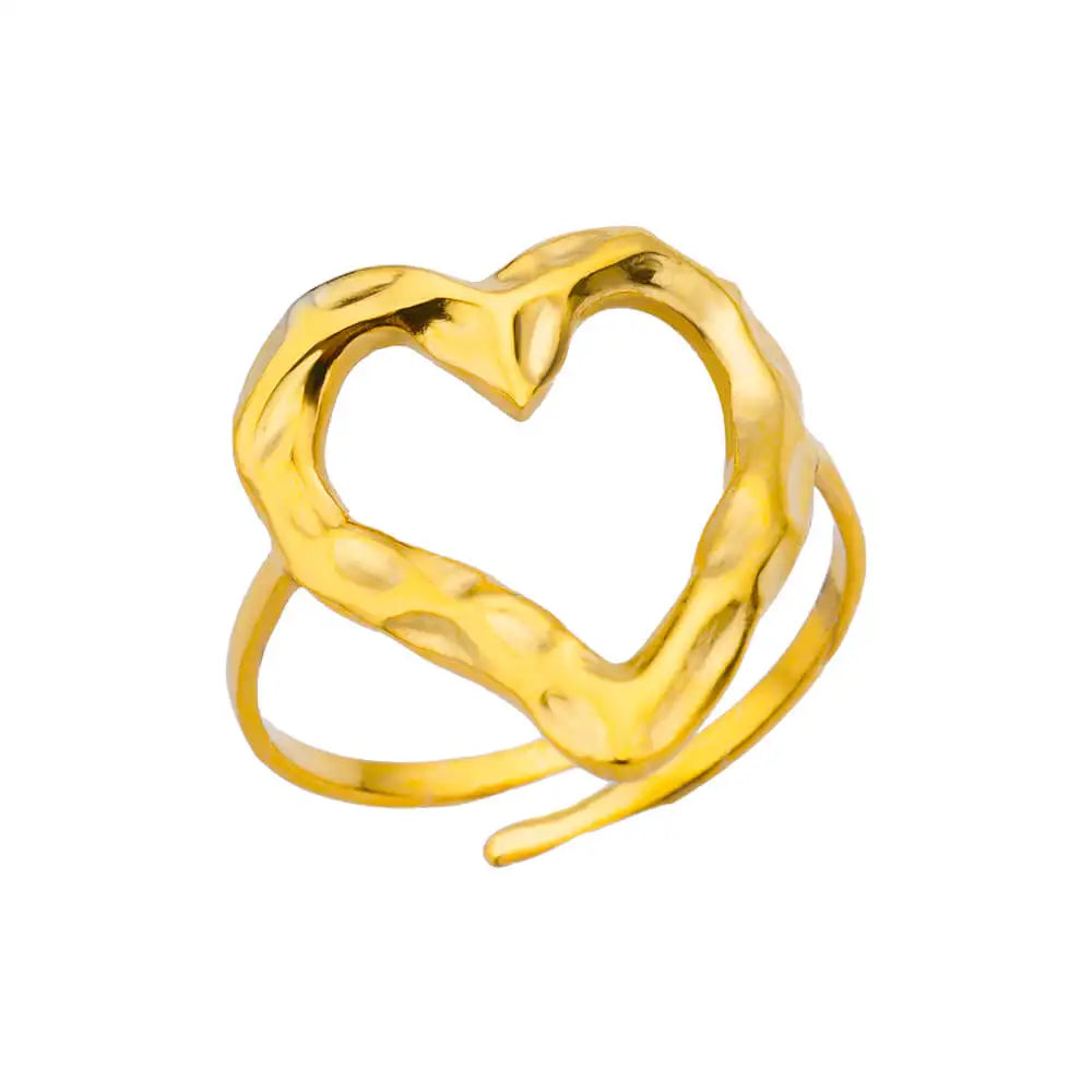 Stainless Steel Round Zircon Geometric Gold Crystal Ring
