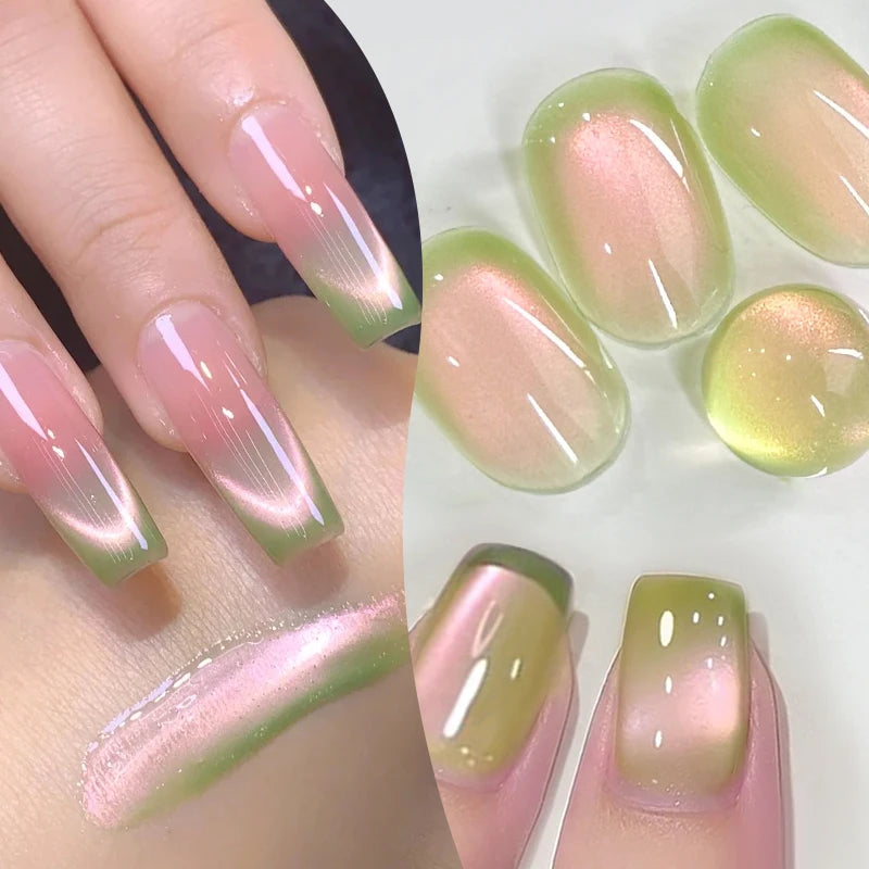 10ml Green Emerald Cat Magnetic Gel Eye Gel Polish Glass Bead Soak Off
