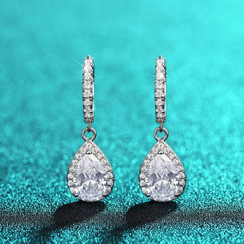 925 Sterling Silver Drop Zirconia Crystal Earrings