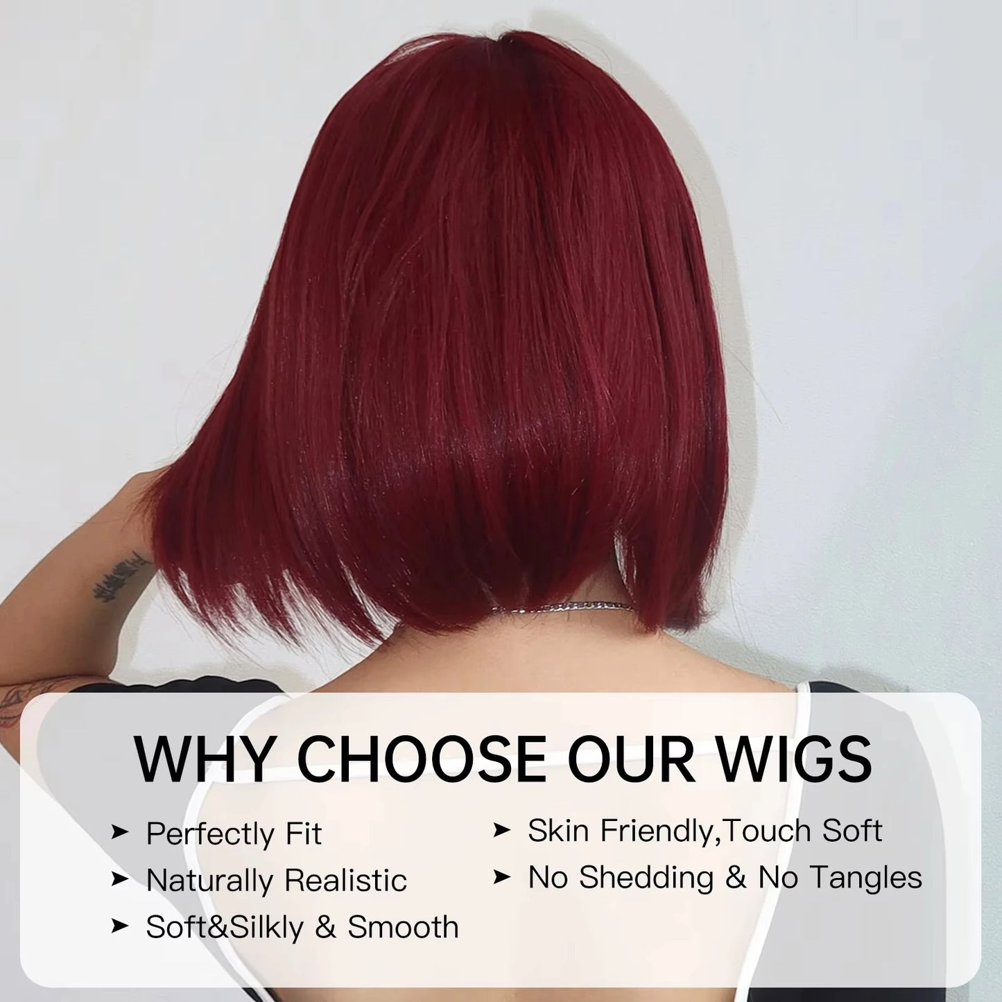 Short Bob Burgundy Straight Synthetic Wig