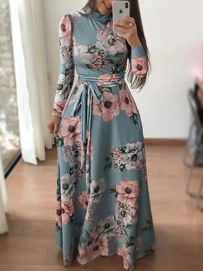 Slim Casual Long Sleeve Round Neck Dress