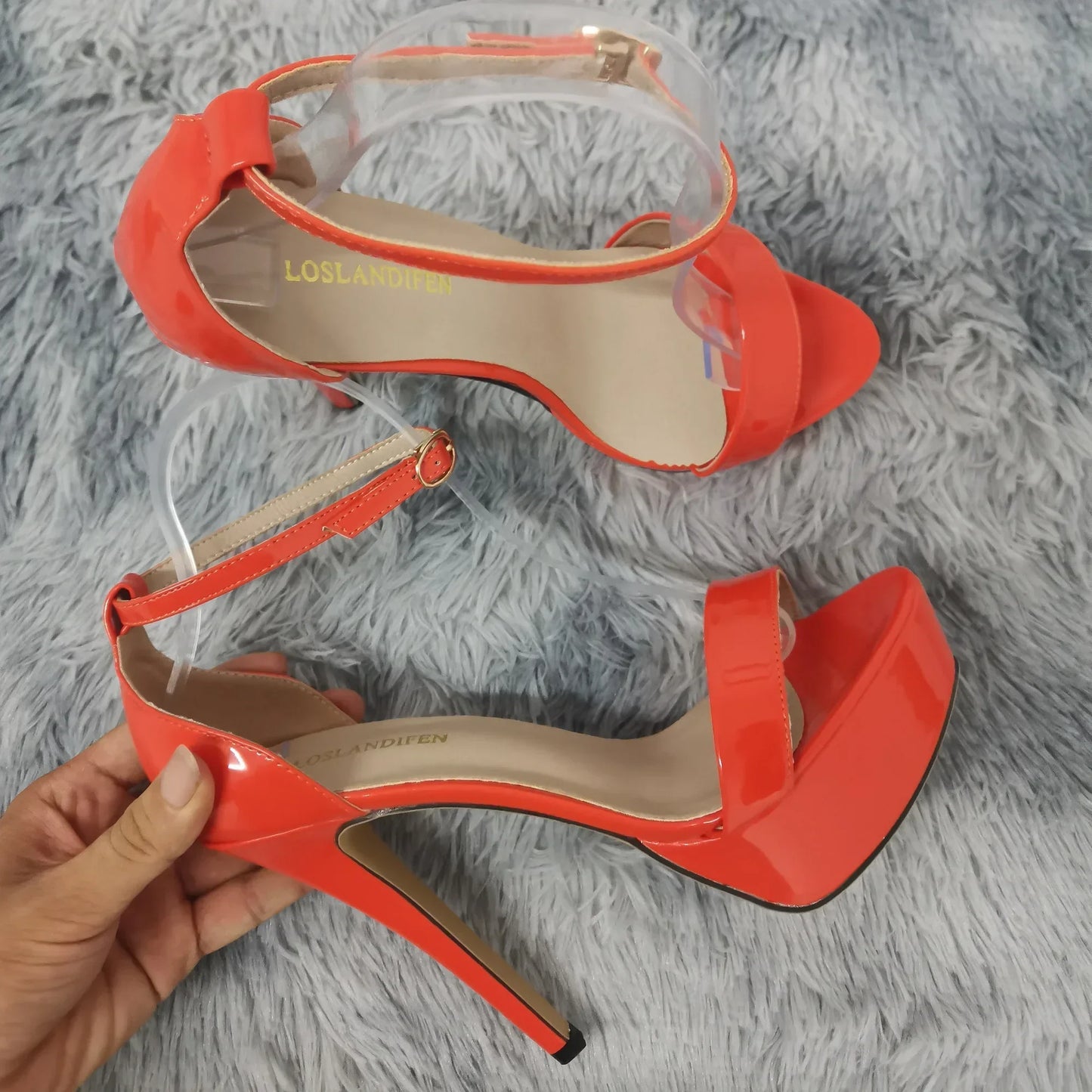 Sexy Open Toes High Heels Leather Shoes