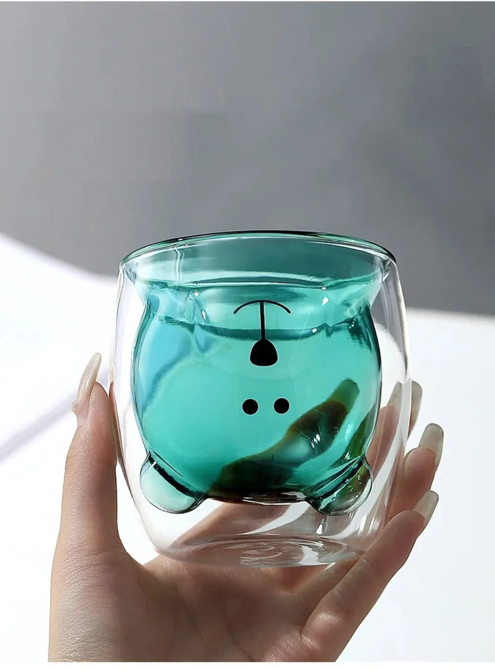 Cute Bear Double-layer Coffee Mug Double Glass Cup with Handle Mug