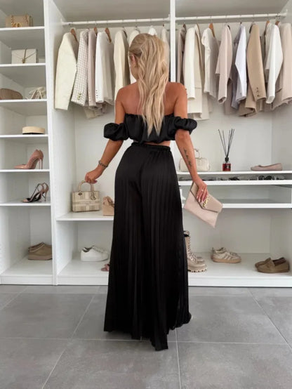 Elegant strapless casual pants Set