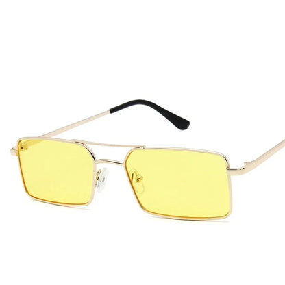 Square Alloy Metal Small Frame Double Bridge Sunglasses