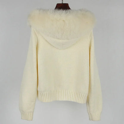 Hooded Real Fox Fur Collar Jacket