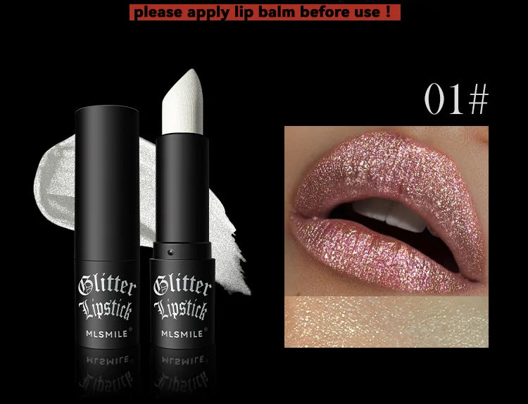 Glitter Lipstick Waterproof Diamond Metallic Lipstick