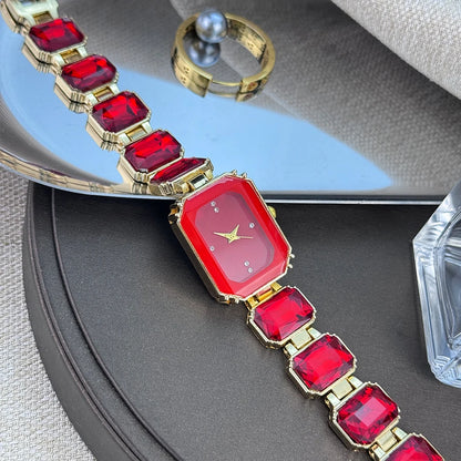 Rhinestone chain rectangular color case rhinesto watch