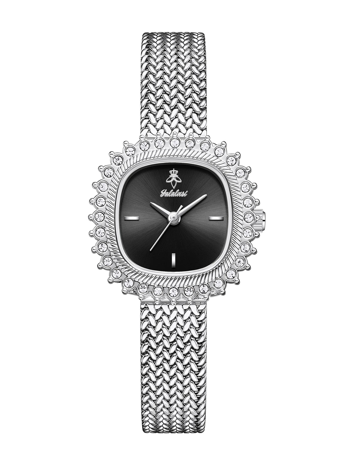 Luxury Sunflower Patterned Bezel Square Quartz Movement Watch