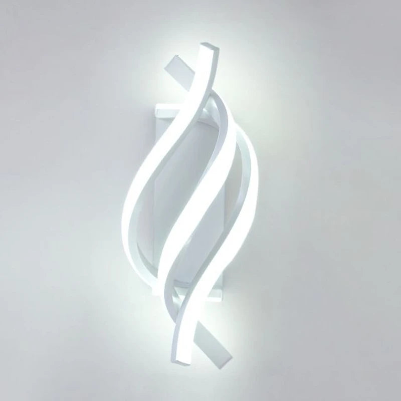 Curved Spiral Design LED Wall Lamp for Bedroom Bedside Corridor