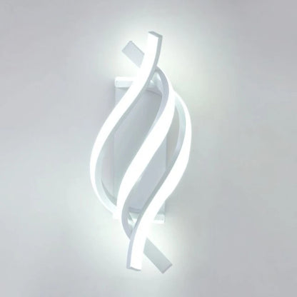 Curved Spiral Design LED Wall Lamp for Bedroom Bedside Corridor