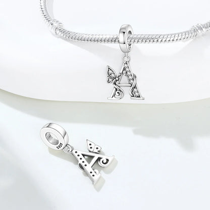 925 Sterling Silver Zircon Butterfly Letter Bracelet