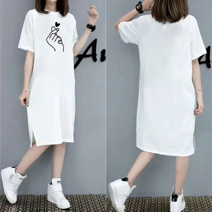 Elegant Large Size Loose Casual Short-sleeved Dresses