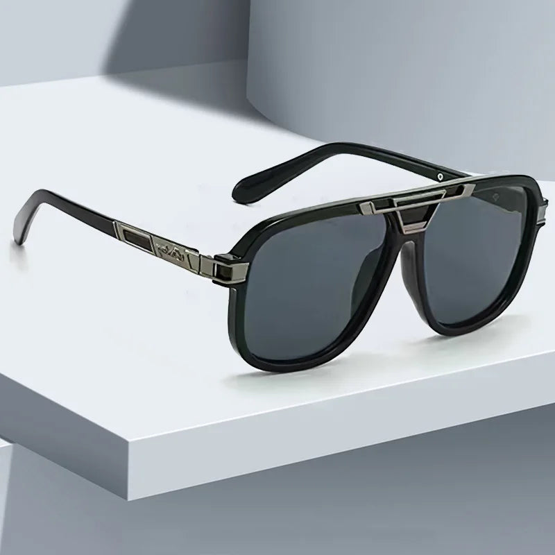 Large Frame Gradient Color Metal Decorative Sunglasses