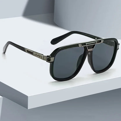 Large Frame Gradient Color Metal Decorative Sunglasses