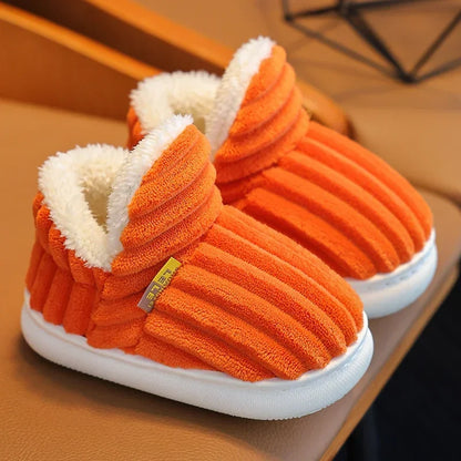 Stripe Plush Slippers Wrap Warm Cotton Shoes