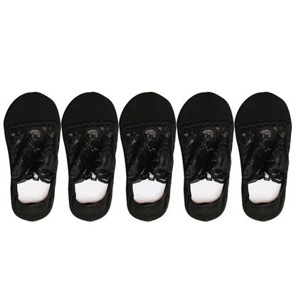 5 Pairs/Lot Lace Invisible Transparent No-Show Ankle Short
