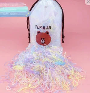 1000pcs High Elastic Rubber Bands Disposable Jelly Color Hair Ties