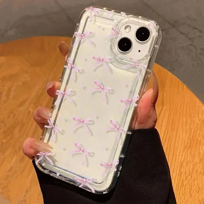 Cute Pink Heart Bow Phone Clear Case