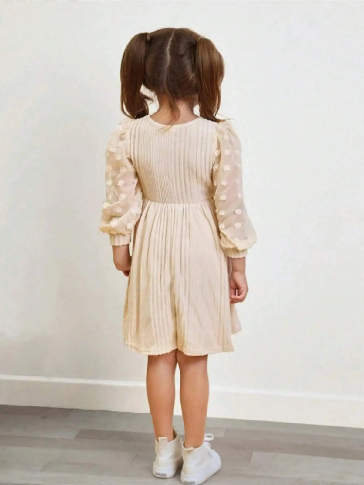 French elegant polka dot velvet lace patchwork lantern bubble sleeve long sleeved dress