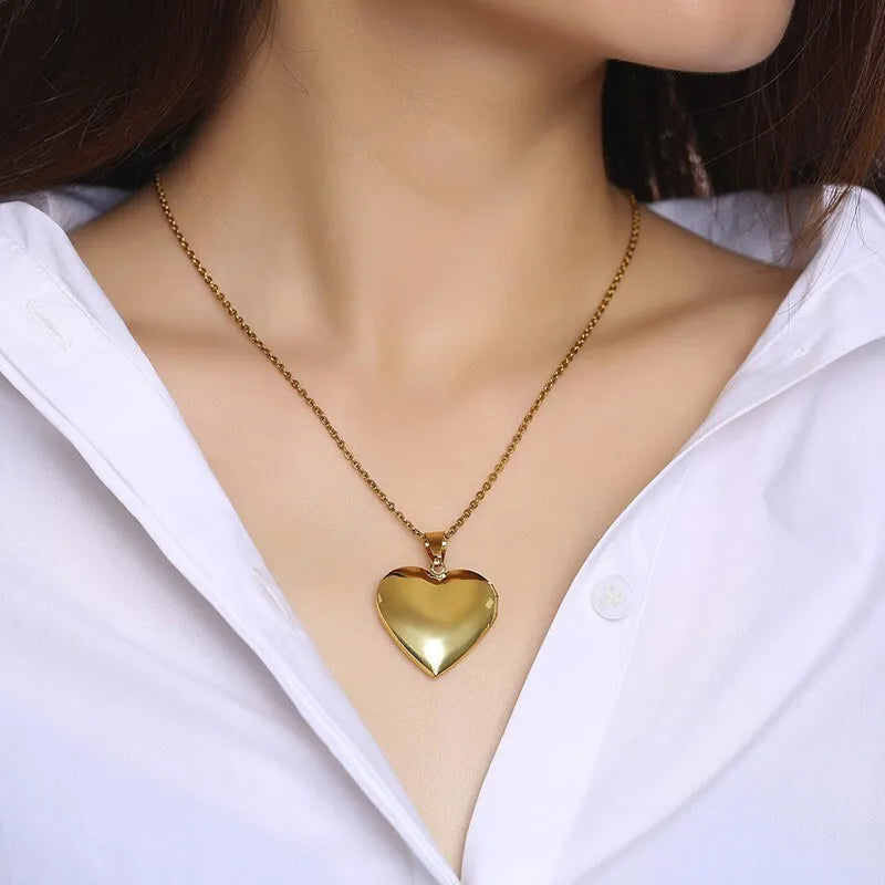 Photo Frame Glossy Stainless Steel Necklaces