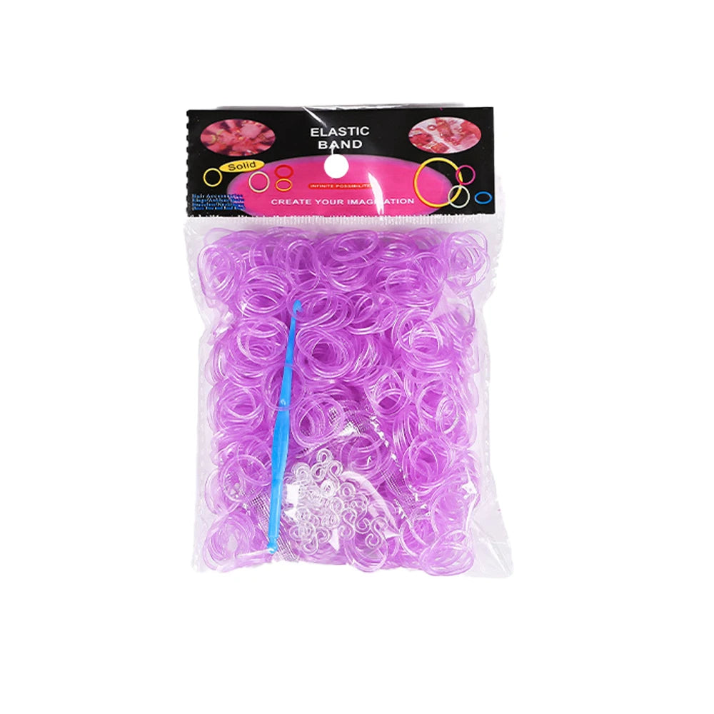 600Pcs Color Rubble Loom Wristbands Kit Elastic Weaving Lacing Craft