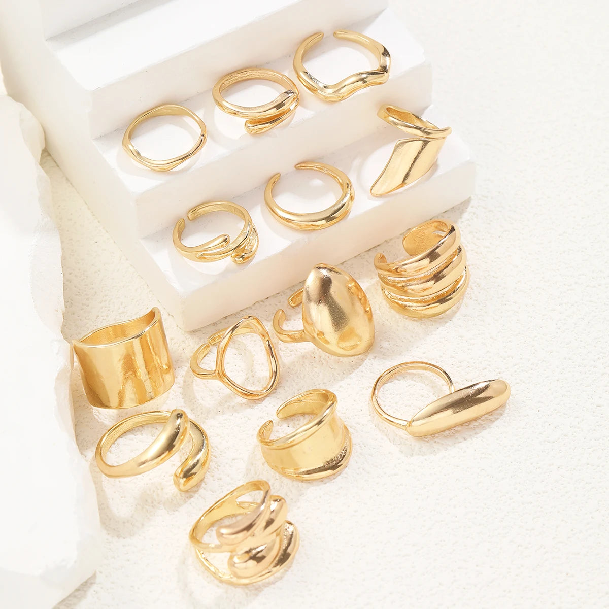 Vintage Smooth Open Rings Set