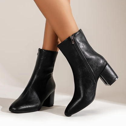 Ankle Side Zipper High Quality Leather Boots