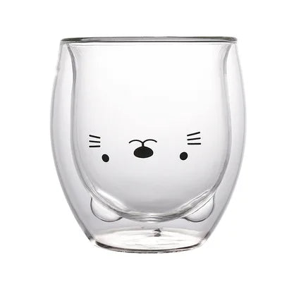 Cute Bear Double-layer Coffee Mug Double Glass Cup with Handle Mug