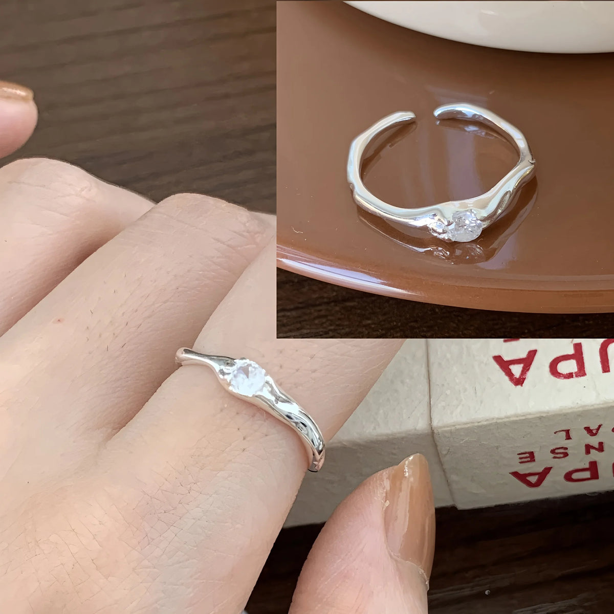 925 Sterling Silver Sparckling Moonstone Minimalist Handmade Ring
