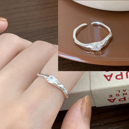 925 Sterling Silver Sparckling Moonstone Minimalist Handmade Ring