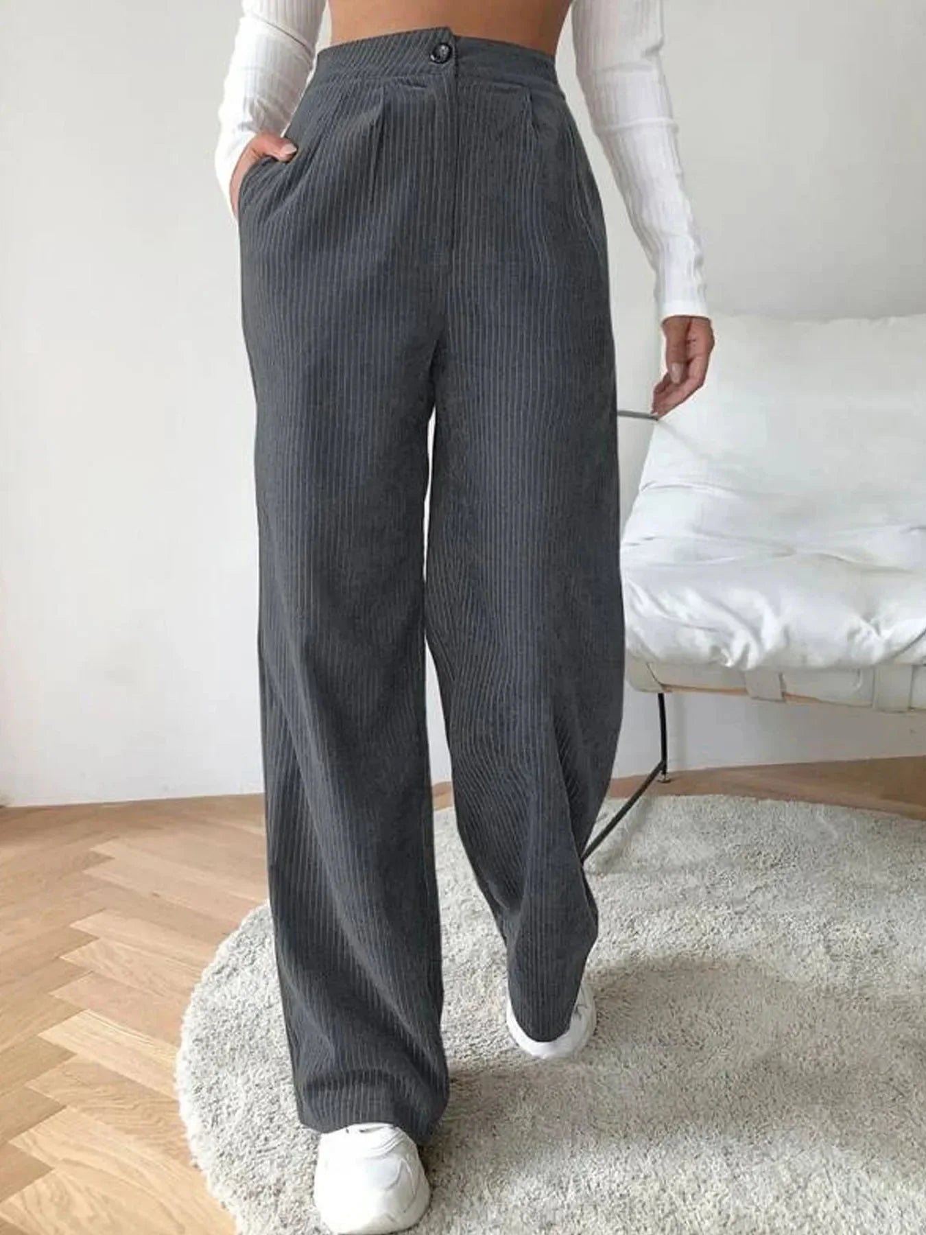 High Waist Straight Leg Trousers
