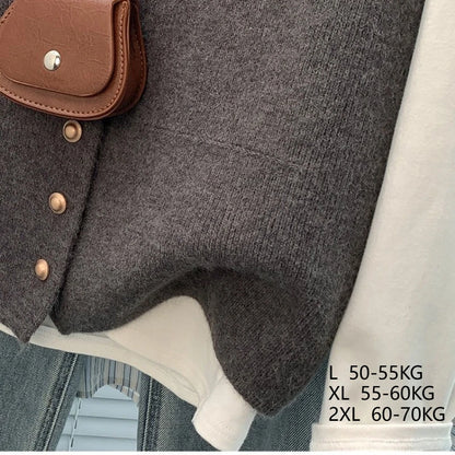Soft Knitted Casual Button deep V-Neck Sleeveless Loose Knitwear Coats