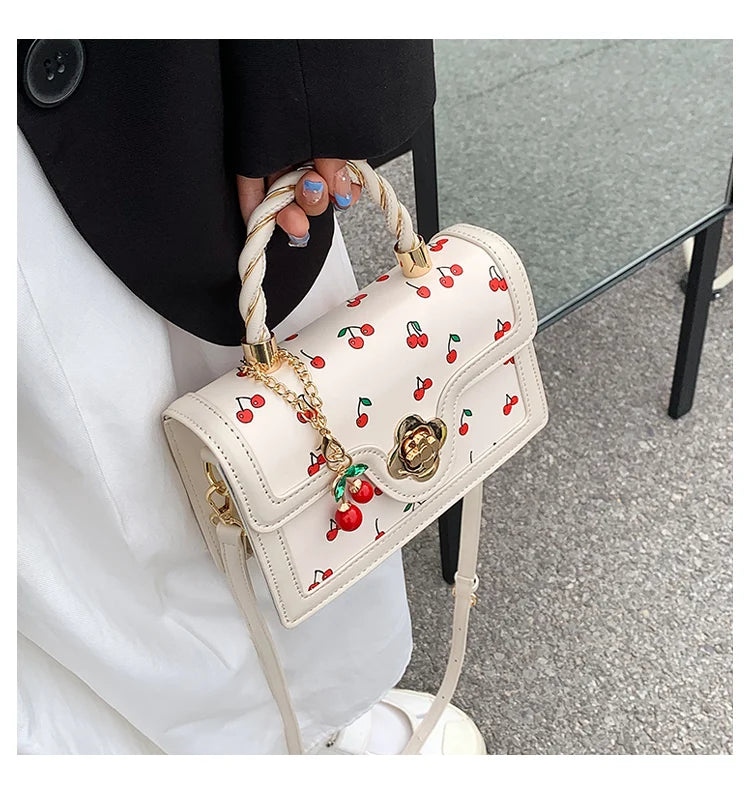 Sweet Cherry Square Chains Crossbody Bags