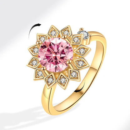 DANA 925 Silver Sunflower Diamond Zircon Ring