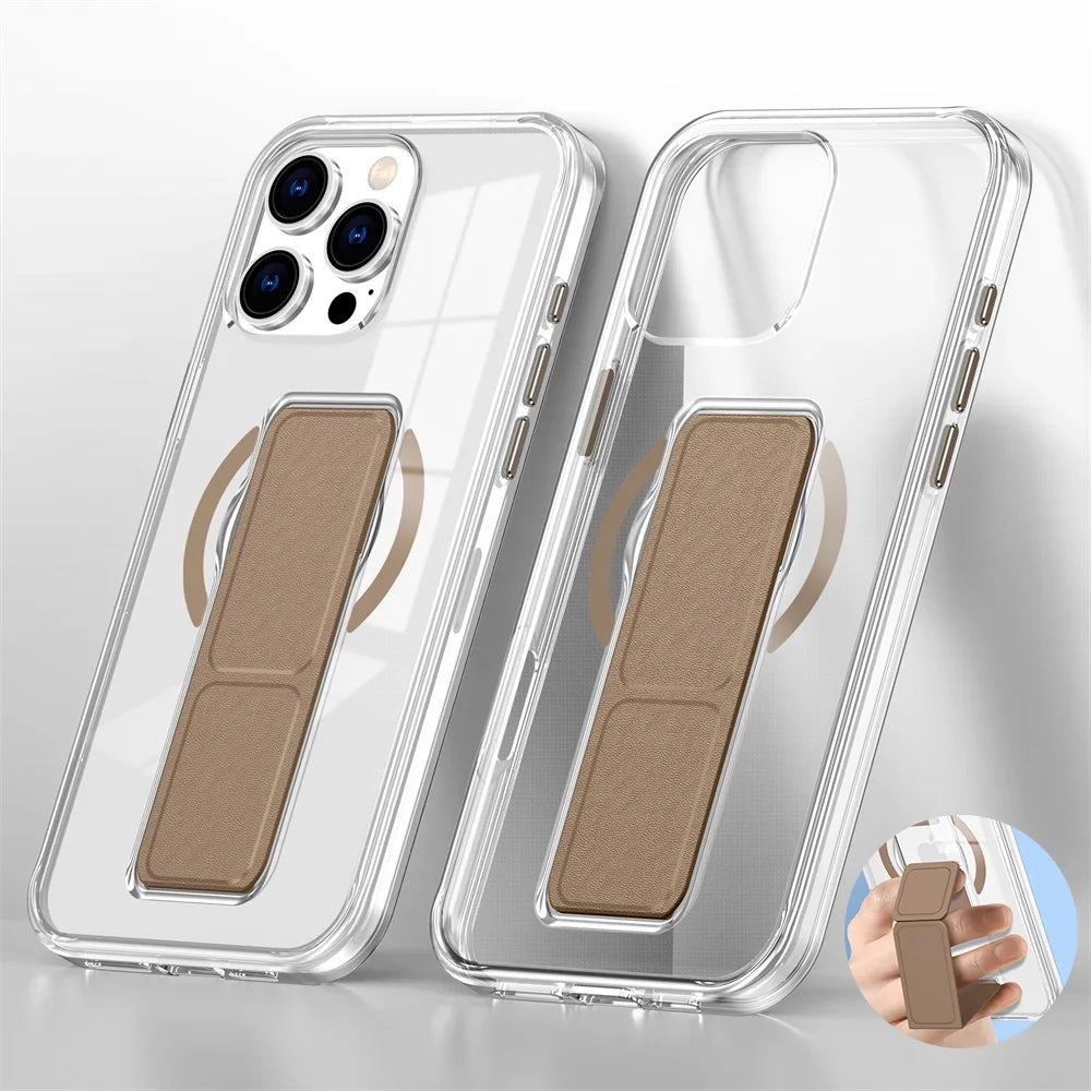Luxury Folding Wristband Stand Magnetic Phone Case For iPhone Protective Back Cover