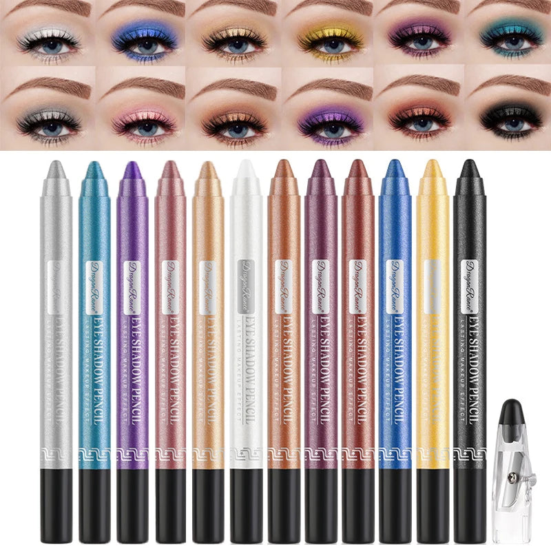 Metallic Blue Pearlescent Eyeshadow Pencil Stick Lasting Waterproof Smoky Glitter