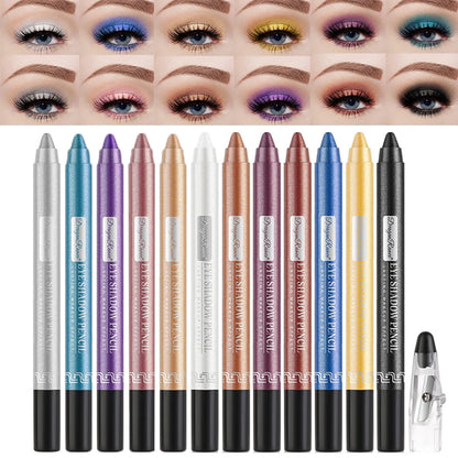 Metallic Blue Pearlescent Eyeshadow Pencil Stick Lasting Waterproof Smoky Glitter