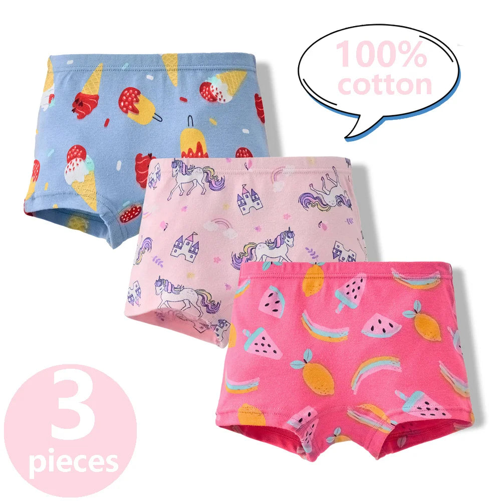 3/6 Pcs 100% Cotton Pretty Cartoon Boxer Set