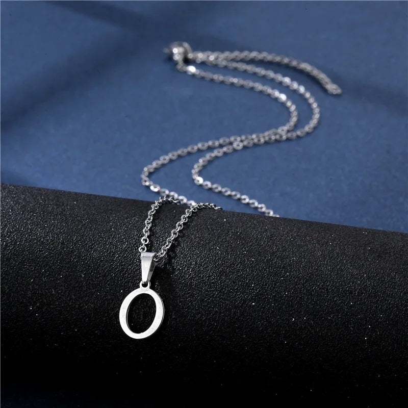 Letter Stainless Steel Letter Glossy Choker Necklaces