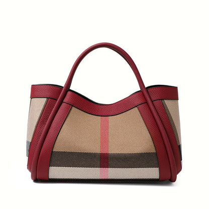 Bolso de lona y cuero genuino