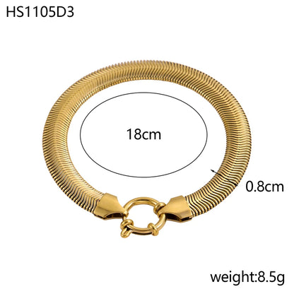 Stainless Steel Thick Simple Chunky Chain Layered Gold Bracelet Set