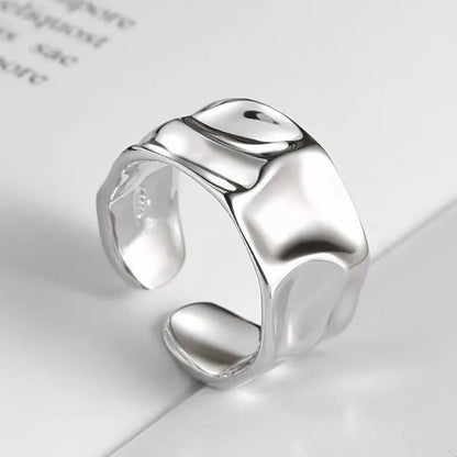 Stainless Steel Irregular Geometric Open Gold Texture Ring