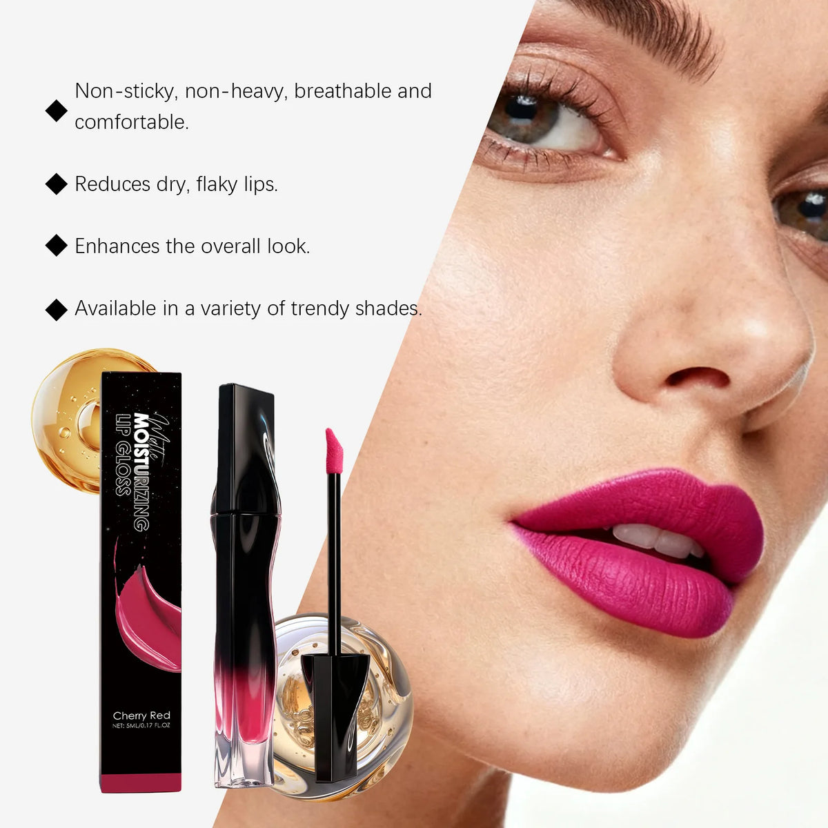 5 Colors Matte Lip Gloss Long-Lasting Waterproof Non Stick Cup Moisturizing Lipstick